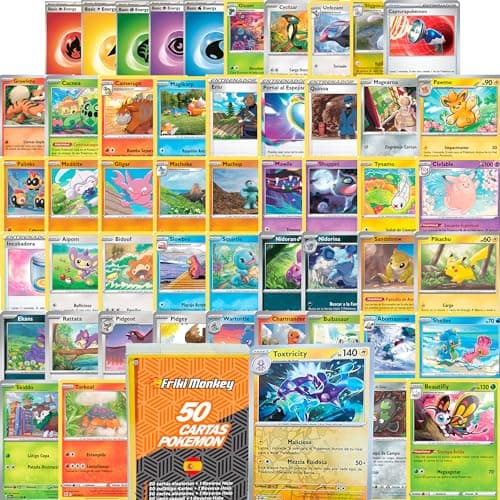Pack de Cartas Pokemon Originales en español, 45 Cartas comunes + 1 Reverse Holo Aleatorias