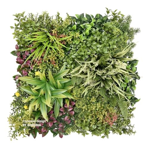 BONERVA | Jardín Vertical Artificial Creta | Pack 3 Piezas 50x50cm | Planta Artificial Decorativa para hogar, Oficina, Hotel, Restaurante | MAL1224