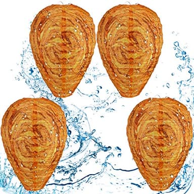 Honoson Señuelo de Nido de Avispas Nido de Avispas Artificial Colgante Señuelo de Material Impermeable Falso para Avispas Amarillas Hogar Jardín Patio Exterior (Naranja, 4 Piezas)