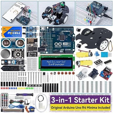 SunFounder Ultimate Sensor Kit con Original Arduino Uno R4 Minima, RoHS Compliant, Sensores Durables IoT ESP8266 IIC LCD1602 OLED, Tutoriales Online & Video Cursos para Principiantes & Ingenieros