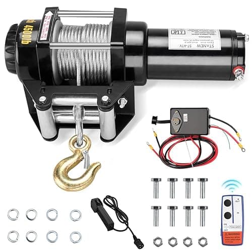 Stanew Cabrestante Eléctrico 12V 4500 LBS/2045 Kg, Winches de Recuperación con ATV UTV, Cabrestante de Cable de Acero de 6mmx10 m, Eléctricos con Control Remoto Inalámbrico