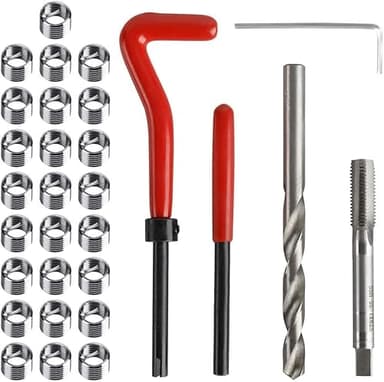 Treki 30 Piezas Kit de Reparación de Rosca M5 Helicoidales Herramientas de Mano Helicoil Reparación de Roscas de Acero Inoxidable para Reparación Automática Máquina Coche