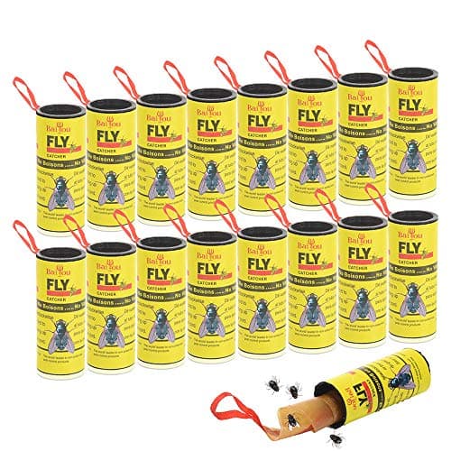 Atrapa Moscas Adhesivo Trampa Moscas Fruta 16 Rollos Atrapa Moscas Tiras Atrapamoscas Atrapa Mosquitos para Invernadero Jardin Exterior Interior No Tóxico