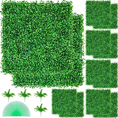 VEVOR Hierba Artificial Verde de 12 Piezas 50,8 x 50,8?cm, Panel de Boj de Hiedra Artificial de Alta Densidad contra UV y 100% PE, Plantas Artificiales Decorativas para Pared, Jardines, Patio Trasero