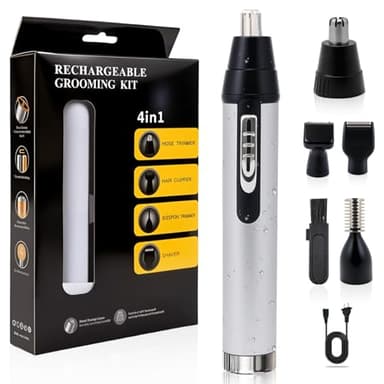 TIDEVAN 4 en 1 Cortapelos Nariz y Oreja Recortadora de Pelo de Nariz Recortador de Pelo Facial Profesional, IPX7 Impermeable, Removedor de Vello de Nariz Recargable por USB para Hombre y Mujere