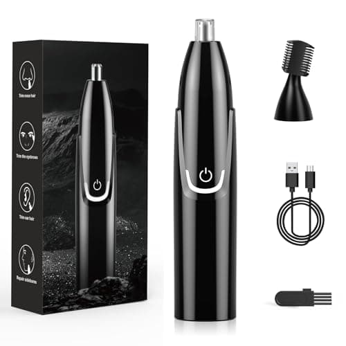 Brigin Cortapelos Nariz y Oreja Profesional Indoloro,Recortador Pelos Nariz Vello Facial,Quita Pelos resistente agua USB recargable,Hoja de Doble Filo Impermeable Fácil de Limpiar(negro)