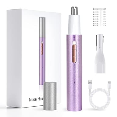 Cortapelos Nariz Mujer,Cortapelos Nariz y Oreja Profesional Indoloro,Recortadora Mujer Eléctrico para Nariz,Hoja de Doble Filo Impermeable Fácil de Limpiar(Púrpura)