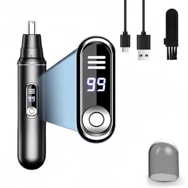 Cortapelos de Nariz Recargable, Cortadora de Nariz para Hombres y Mujeres, Quita Pelos resistente agua USB Recargable, Cortadora de Orejas y Nariz, Depilación Facial, Cuchillas de Doble filo