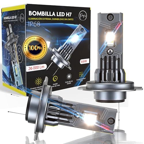 PROY'S NEXUS® Super Pack 2 Bombilla H7 LED 26000LM Premium de Largo Alcance 66W | X10 Veces Mas Brillante con Ventilador de refrigeración de 15000 RPM | 6500K Blanco Frío | Bombillas Led H7