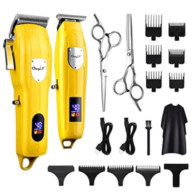 CkeyiN Cortapelos Profesional para Pombres,Recargable USB Maquina Cortar Pelo,Cortapelos Inalámbrico Batería 1200mAh Cortador Barba de Pelo Peluqueros Kit,Recortador Pelo Barba Kit Familia Peluqueros